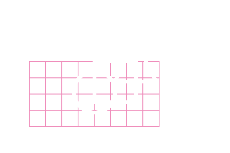 White overlapping circle, square and triangle icons in front of a pink gird rectangle to represent the text beneath on strong structures.