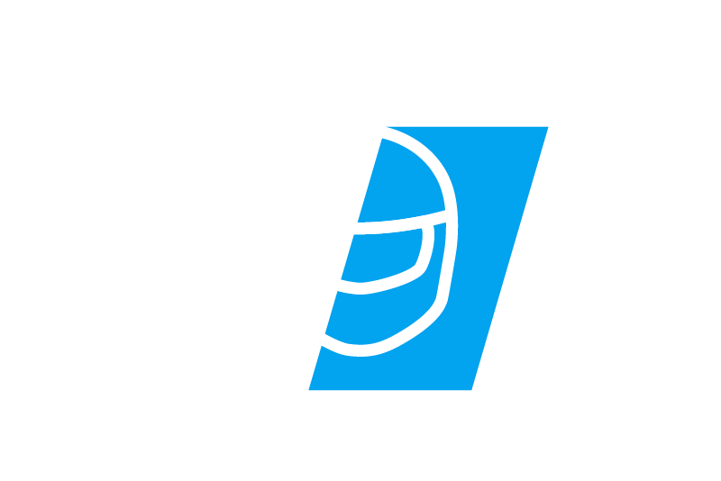 White helmet icon in front of blue vertical trapezoid that represents the copy below speaking to kitting out the crew.