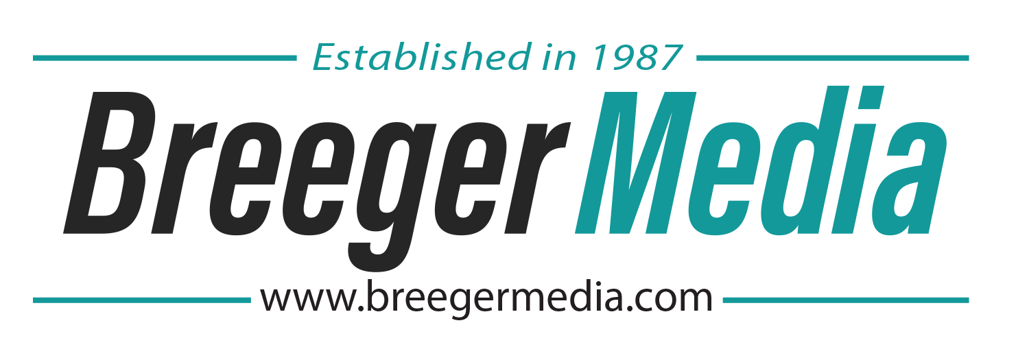 A logo for Breeger Media stating it was established in 1987, with the website URL www.breegermedia.com.