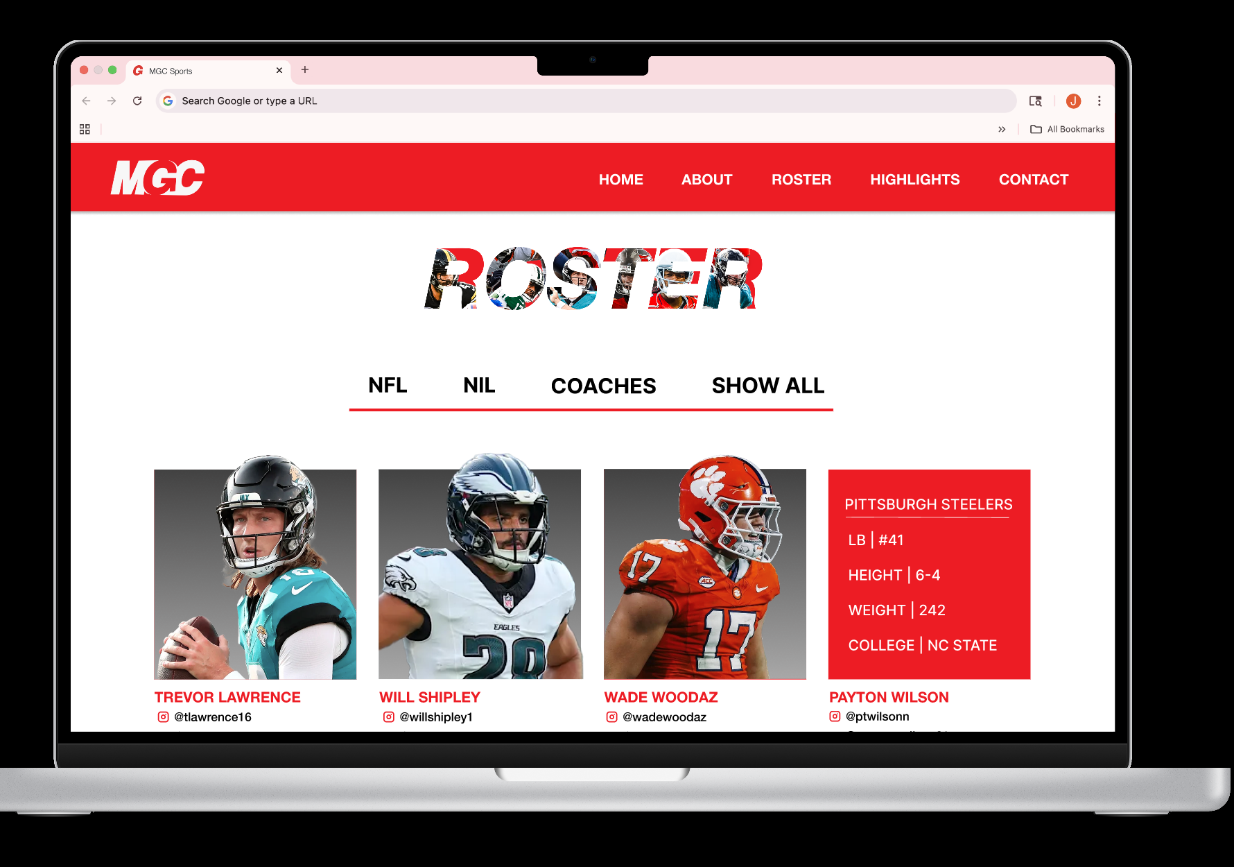 We built a roster page, which their previous website lacked, as we understood from our research stage that prospective clients pay attention to an agency's current clientele, and this plays a large role in their decision on who to commit to. 