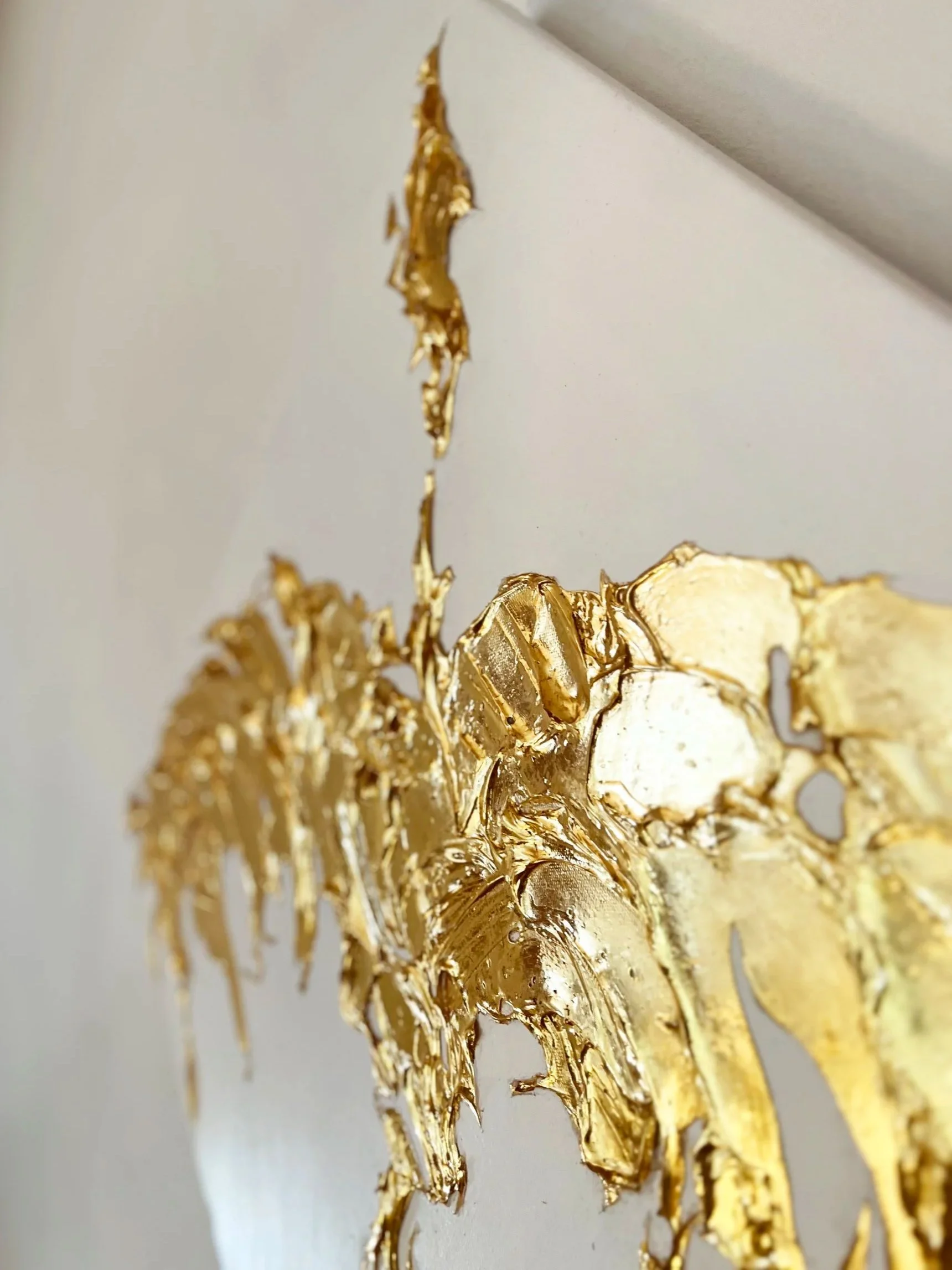 Original Auric Art by Emanuela Hauth featuring hand-applied gold leaf and natural textures.