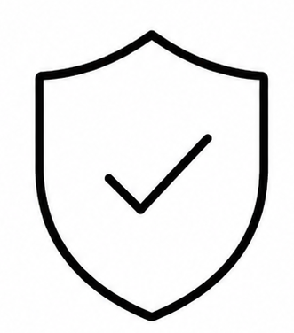 Outline of a shield with a check mark inside