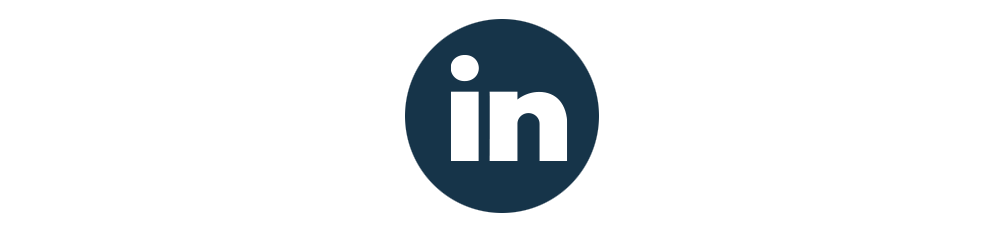 LinkedIn logo, a dark blue circle with white lowercase ‘in’ in the center.