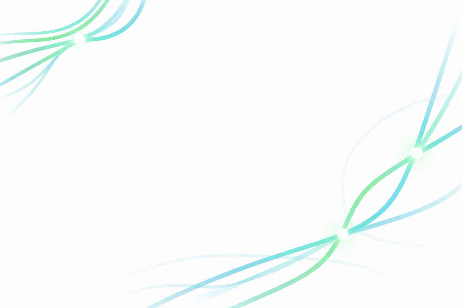 Abstract background with flowing, curved lines in shades of blue and green on a white backdrop.