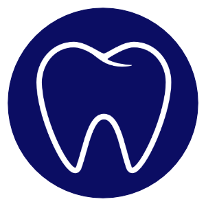 Outline of a tooth on a dark blue background.
