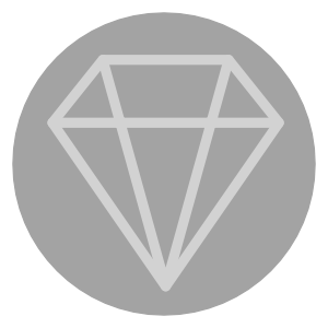 A white outline of a diamond on a gray circular background.