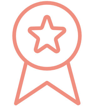 A pink icon of a medal with a star inside