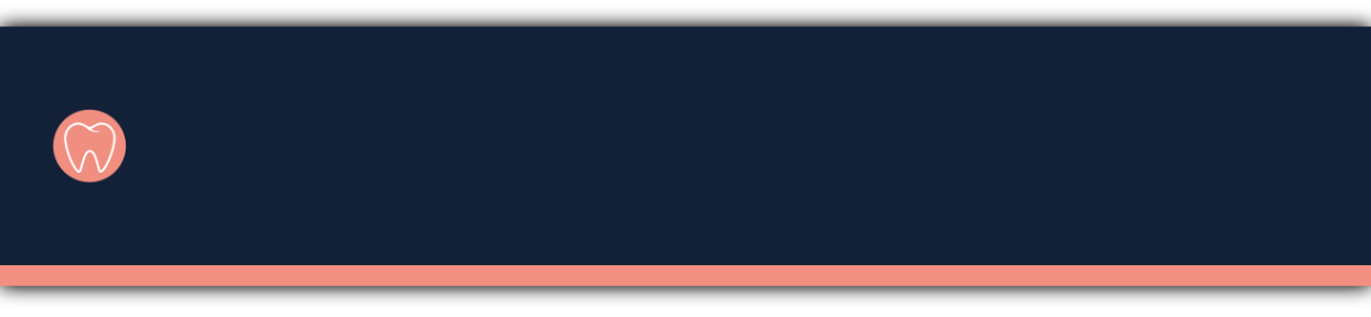 Illustration of a blank, dark navy banner with a small pink tooth icon at the top left corner.