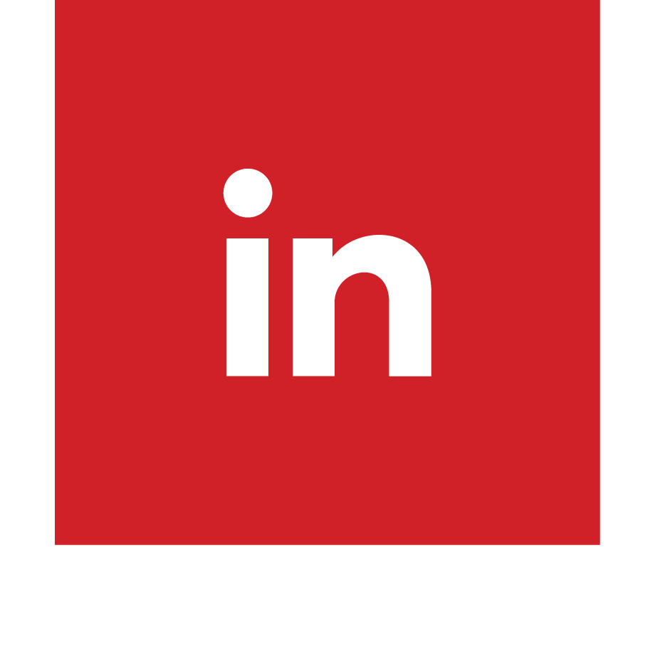 LinkedIn logo with red background and white lowercase 'in' text.