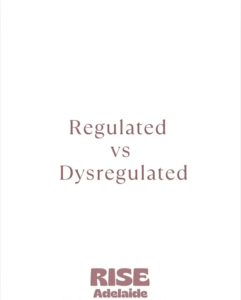 At RISE Adelaide, we see beyond behaviour 🤍

&bull; Regulated looks like feeling calm, safe, and able to connect
&bull; Dysregulated can look like overwhelm, big emotions, or shutting down

It&rsquo;s not &ldquo;naughty&rdquo; or &ldquo;attention-se