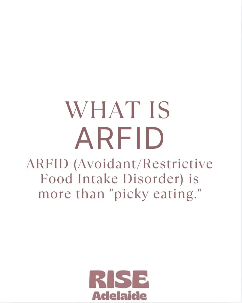 🍽️ ARFID is more than just &ldquo;picky eating.&rdquo;

Avoidant/Restrictive Food Intake Disorder (ARFID) is an eating disorder that can impact a person&rsquo;s nutrition, growth, energy levels, social participation, and overall wellbeing.

For many