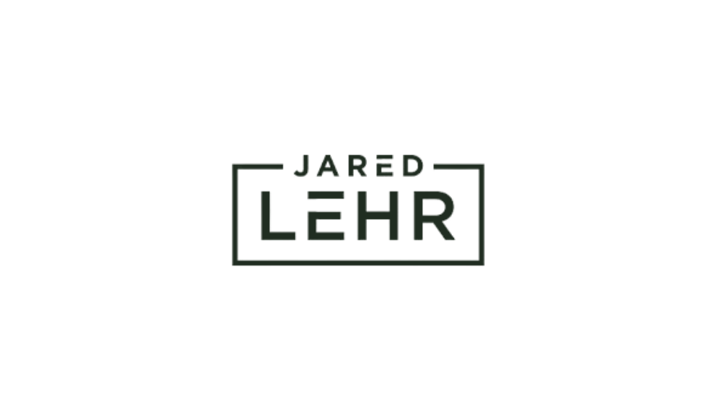 A logo for Jared Lehr with the brand name in a rectangular frame.