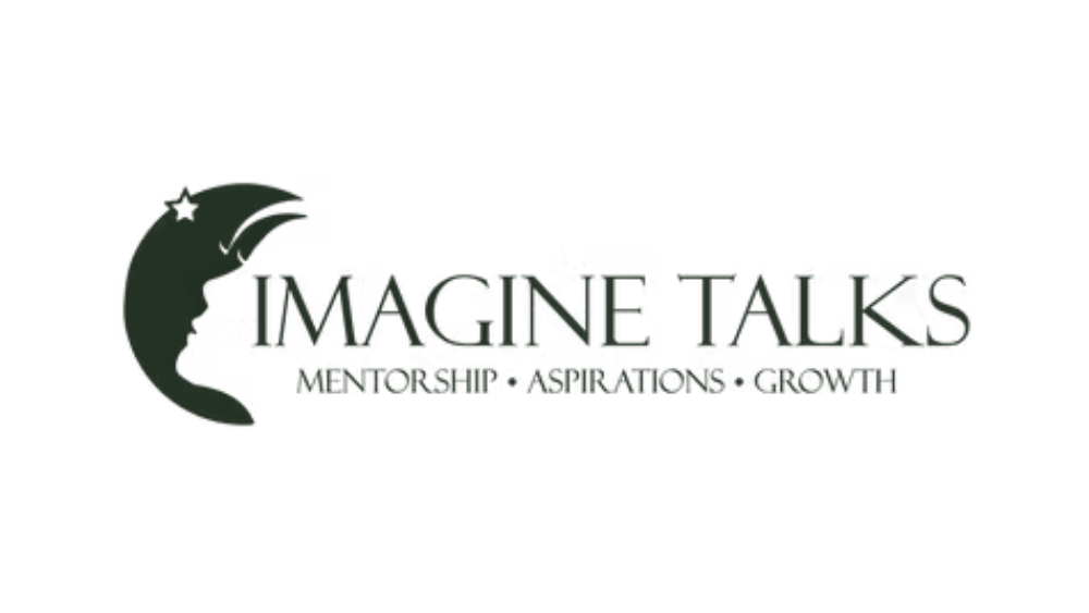 Logo for Imagine Talks with a crescent moon and star graphic, and the words 'MENTORSHIP - ASPIRATIONS - GROWTH' below the name.