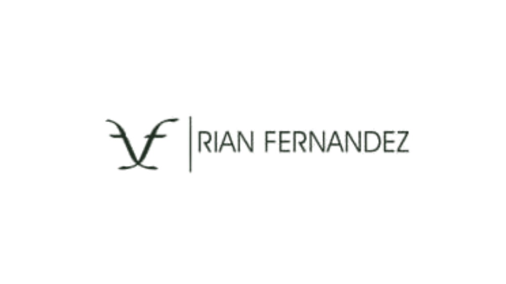 A logo with a stylized deer head and antlers, followed by the name 'Rian Fernandez' in dark green text.