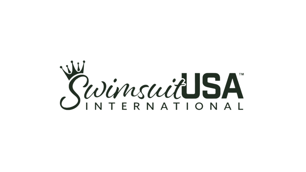 Logo for SwimSuits USA International with a crown over the letter S in 'Swimsuit'.