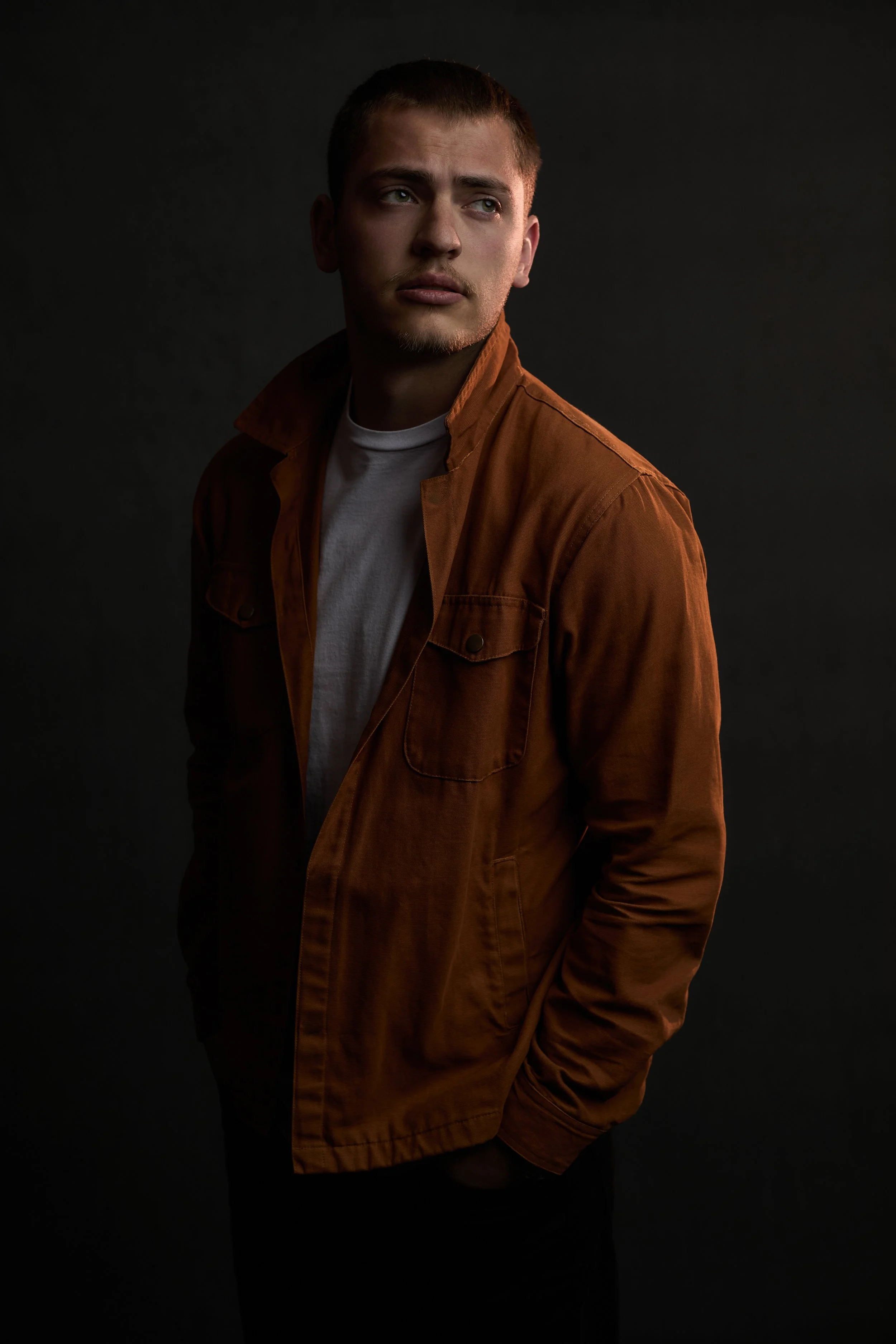 Modern studio portrait with soft lighting and natural skin texture photographed in Fort Wayne, IN.