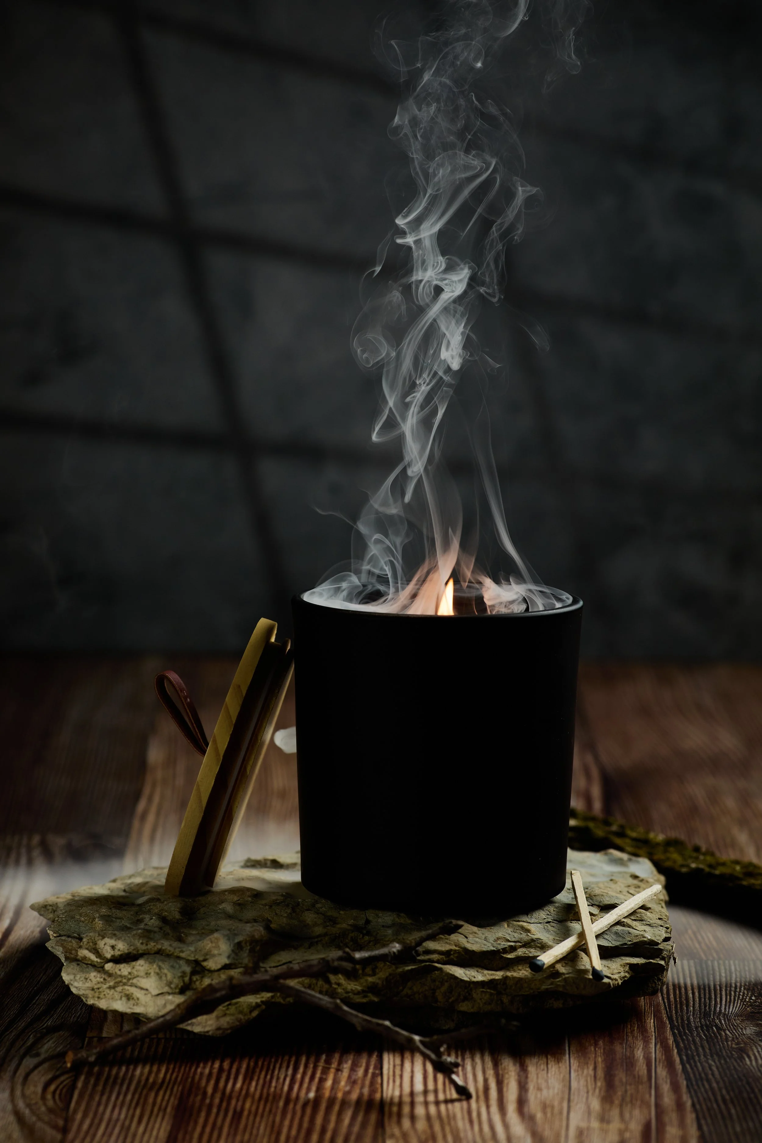 Dark Rustic Moody Candle