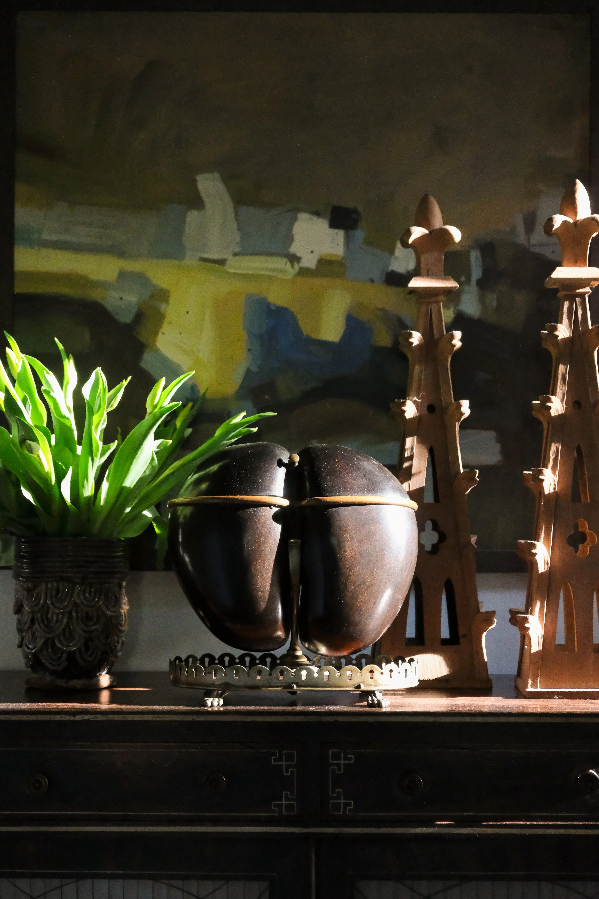 A decorative indoor display at Lee Stanton Montecito home