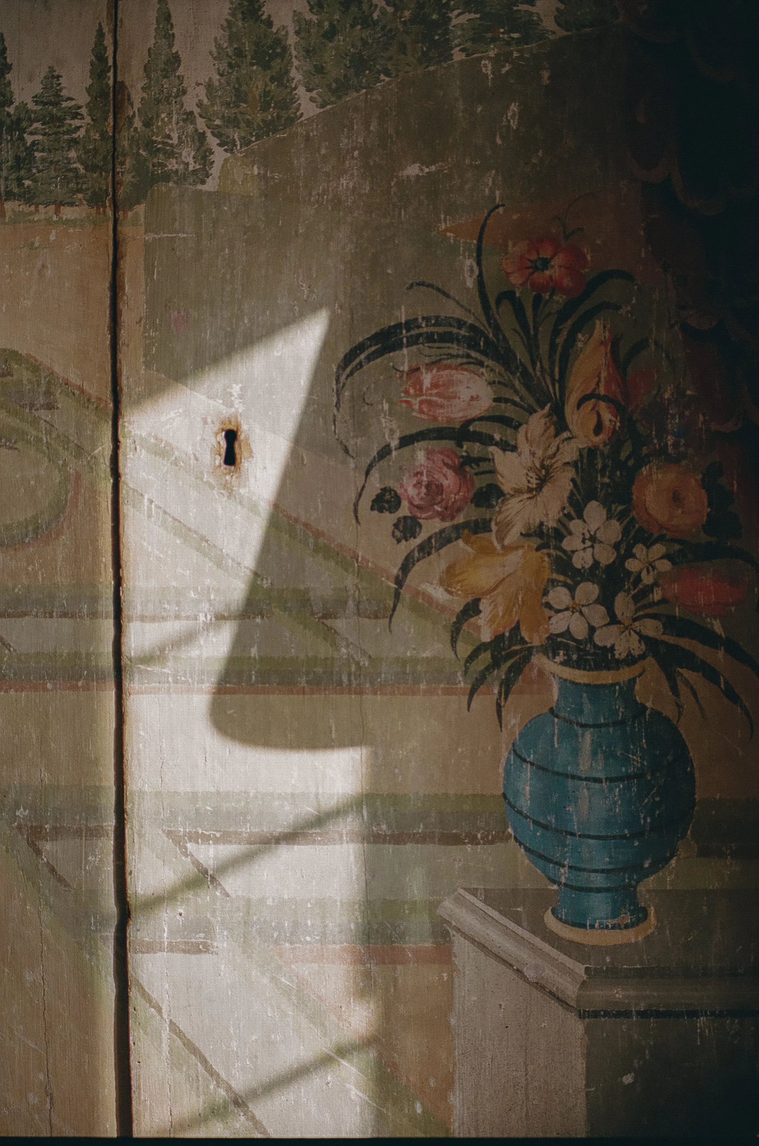 Details of antique armoire at Lee Stanton Laguna Beach home