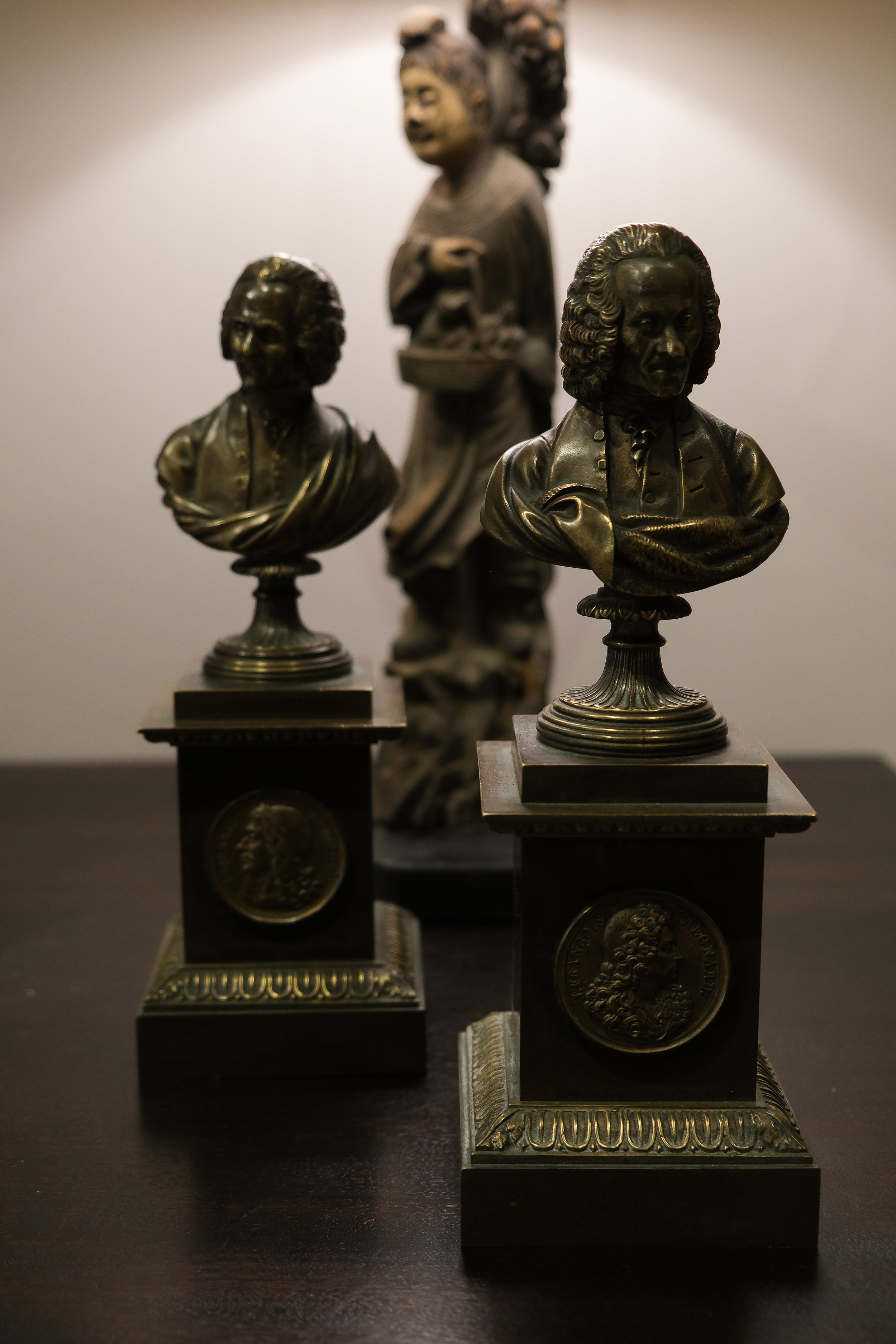 Bronze antiques at Lee Stanton Montecito showroom
