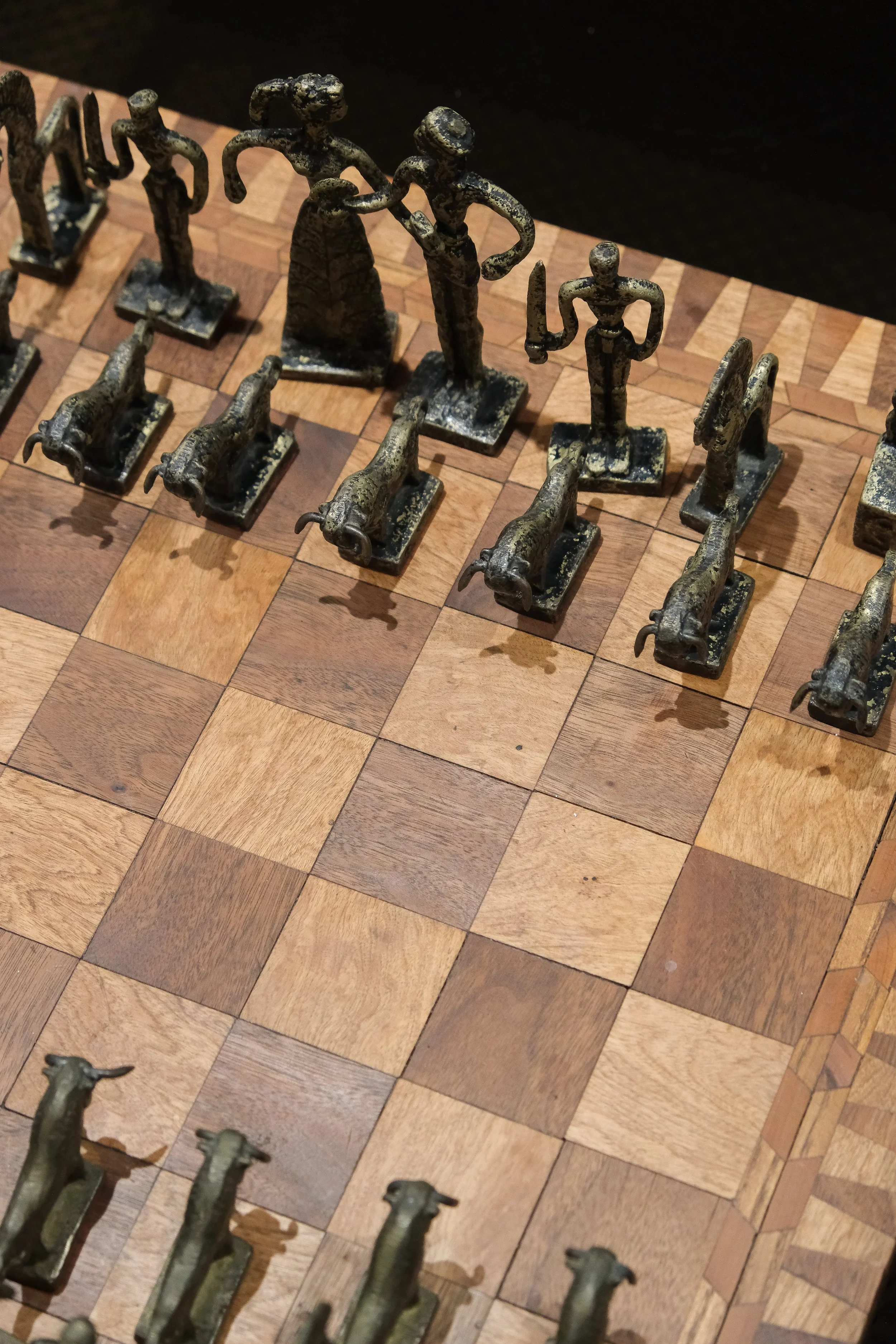 Antique chessboard at Lee Stanton Montecito showroom