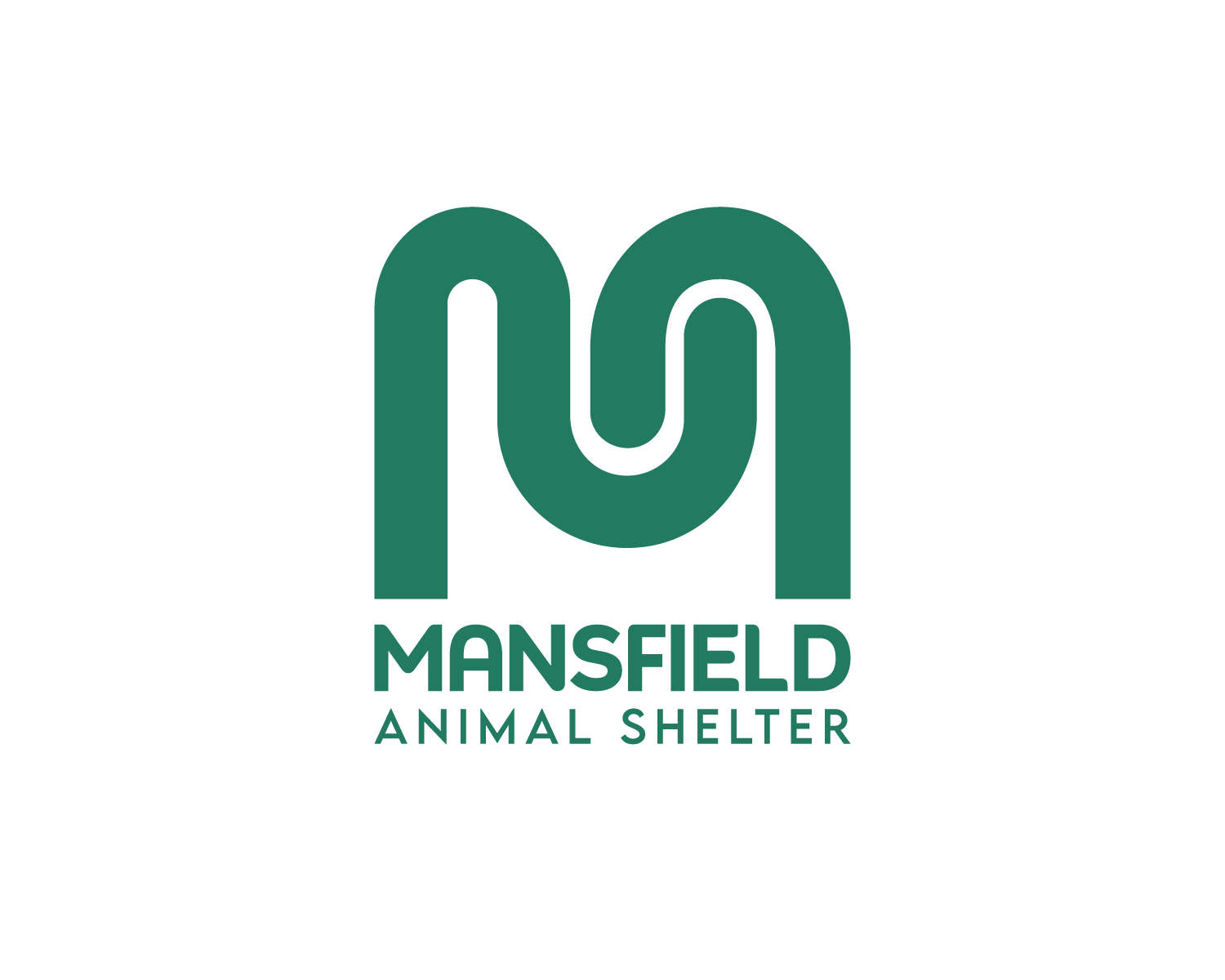 Logo for Mansfield Animal Shelter featuring a large stylized 'M' with 'MANSFIELD ANIMAL SHELTER' written underneath.