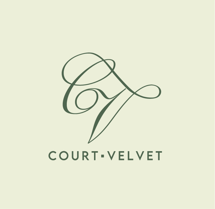 Elegant logo with a stylized cursive letter 'C' and the words 'Court Velvet' underneath.
