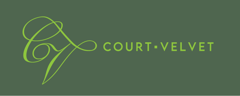 Green background with a stylized signature and the text 'COURT·VELVET'.