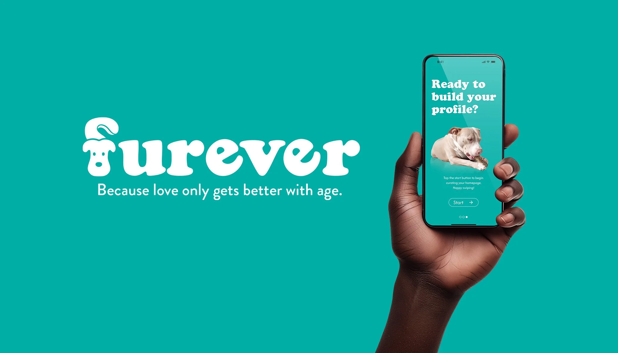 A promotional graphic for Furever, a UX/UI project about a companion matchmaking system. Making adoption accessible yet a thorough process.