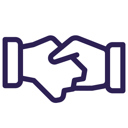 Outline of two hands shaking.