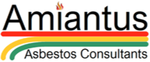Logo for Amiantus Asbestos Consultants with red, black, yellow, green, and orange colors.