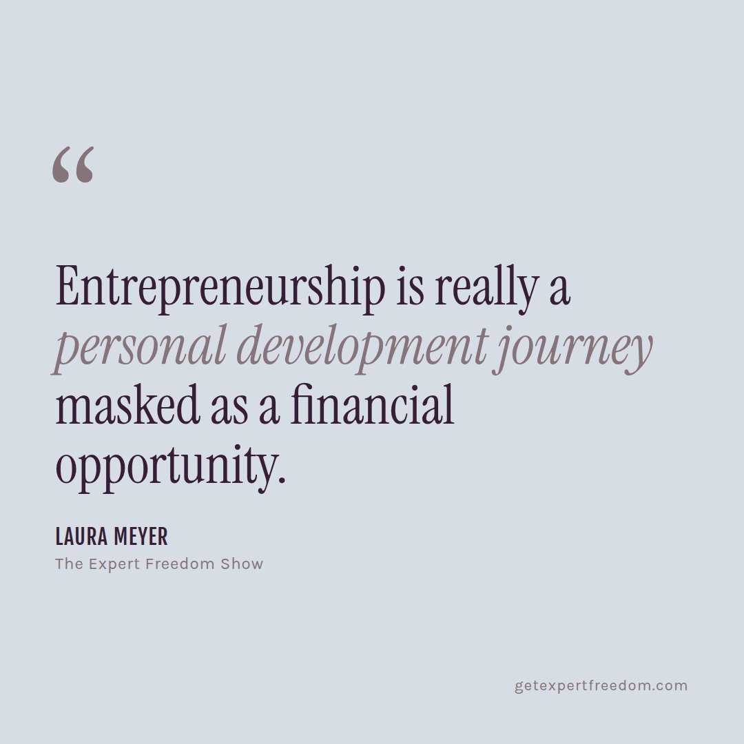Laura Meyer quote: Entrepreneurship is really a personal development journey masked as a financial opportunity  Place below the text quote above. Keep the text quote too, since search engines can read it and they can't read text inside an image.