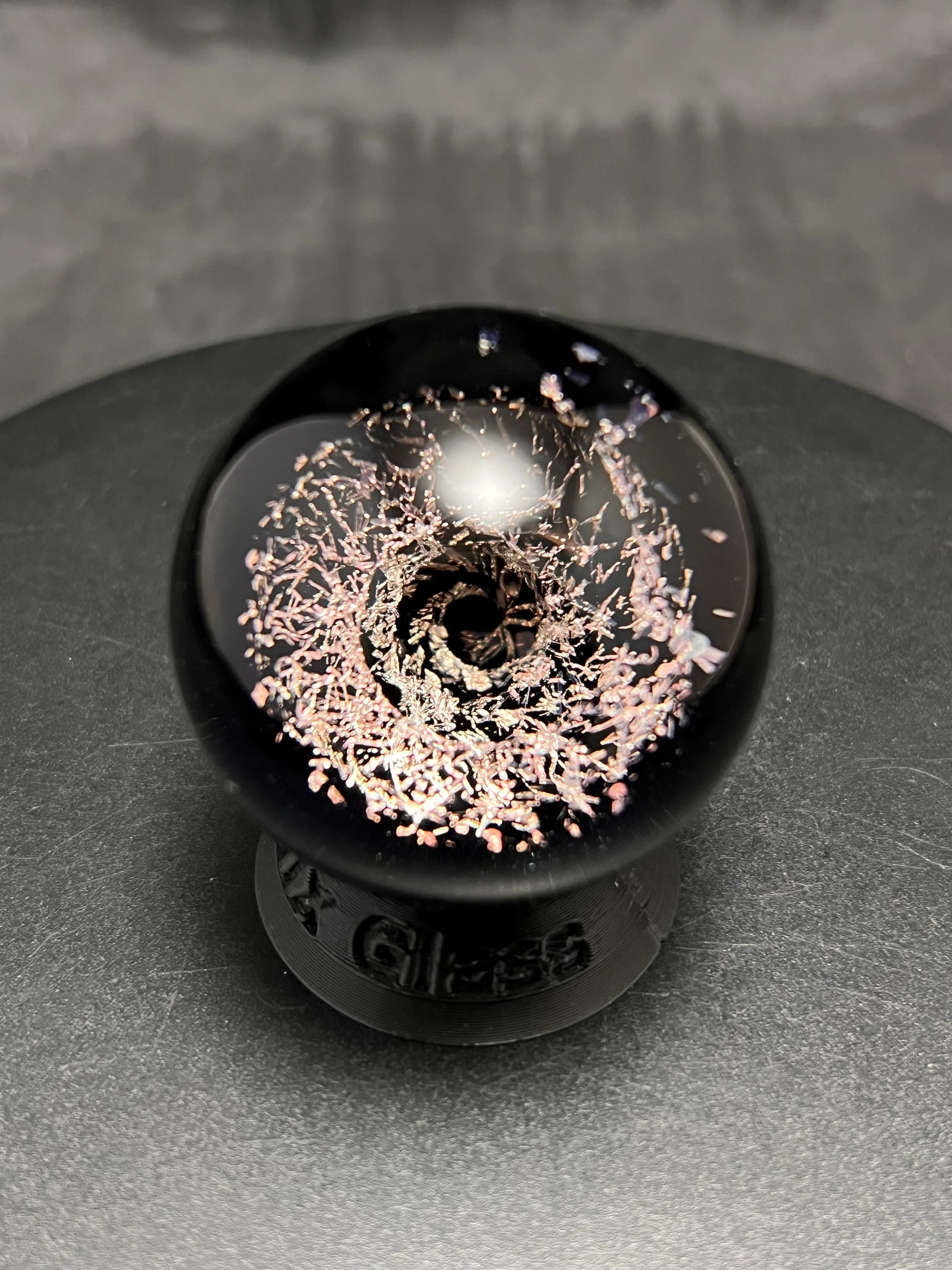 Handblown glass art marble copper dichroic glass contemporary glass marble or sphere ponder the orb