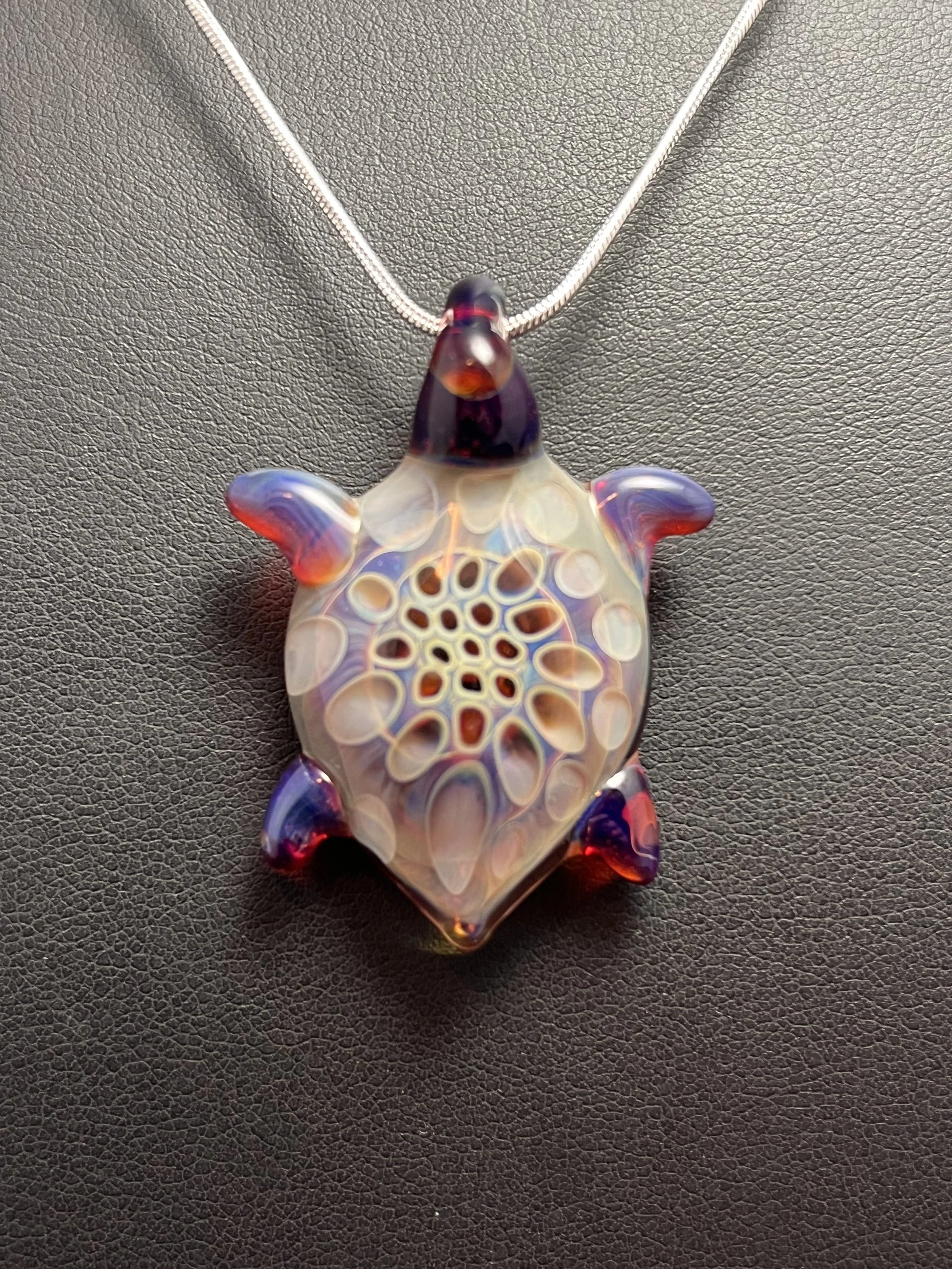 ocean sea tortoise turtle amber purple pink pendant necklace pretty girl women lady