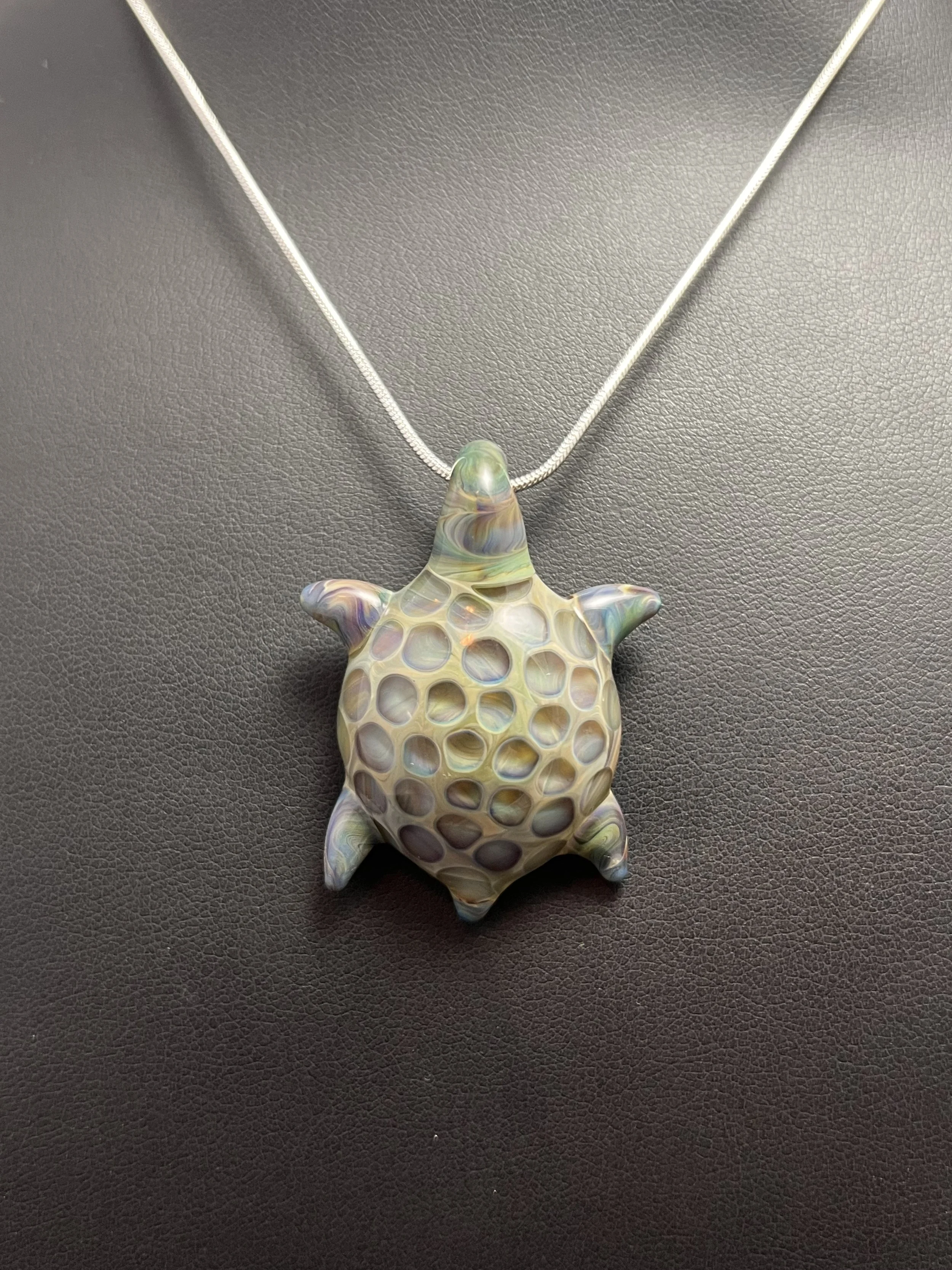 Glass Turtle Pendant with Chain