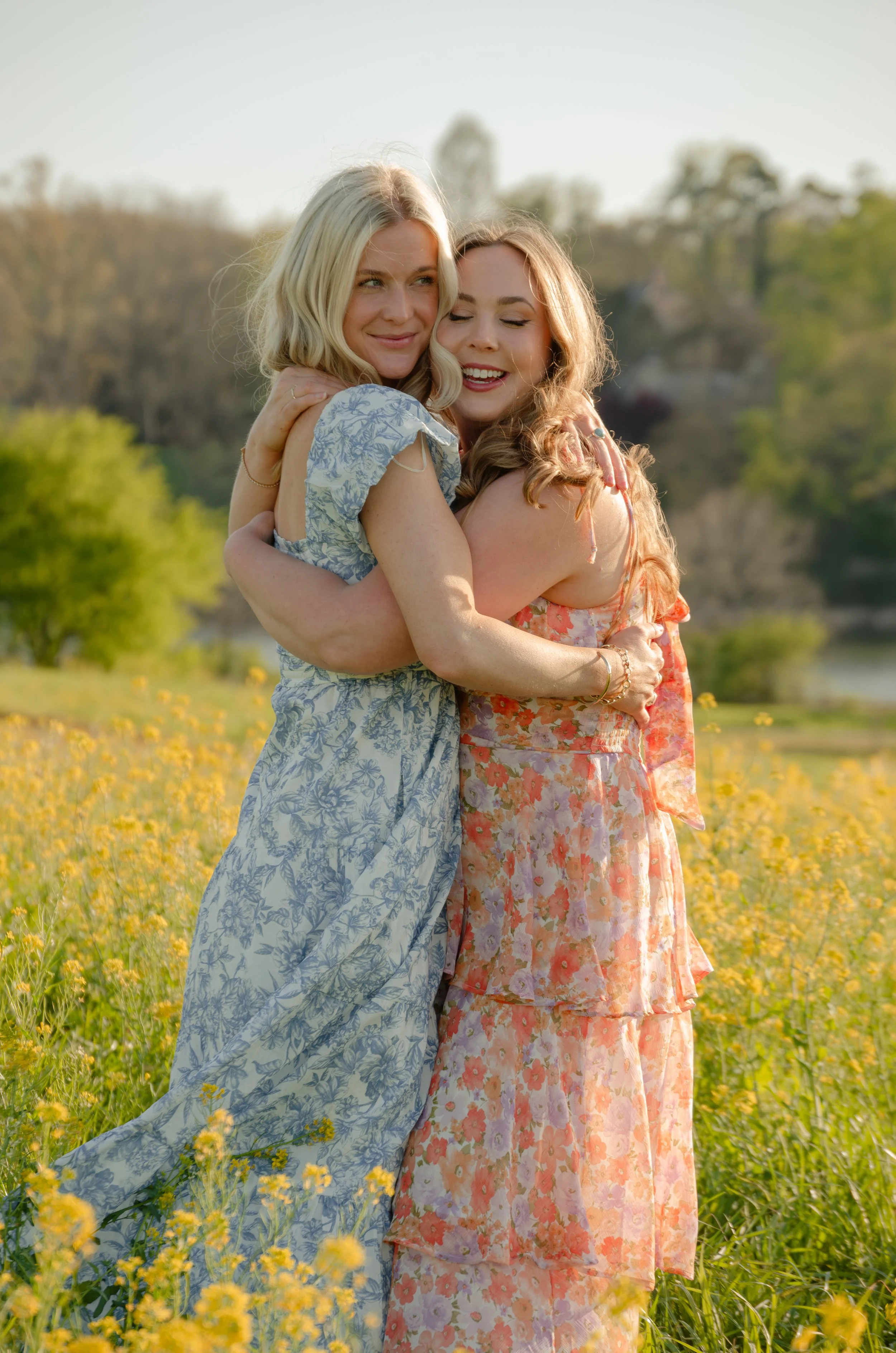 Friends celebrating graduation together during a senior photography session.
