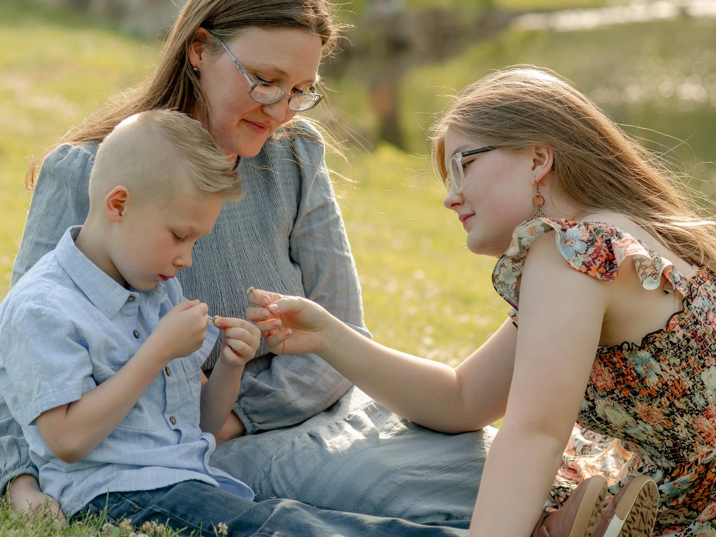 Knoxville outdoor family photos featuring big age gap siblings interacting naturally