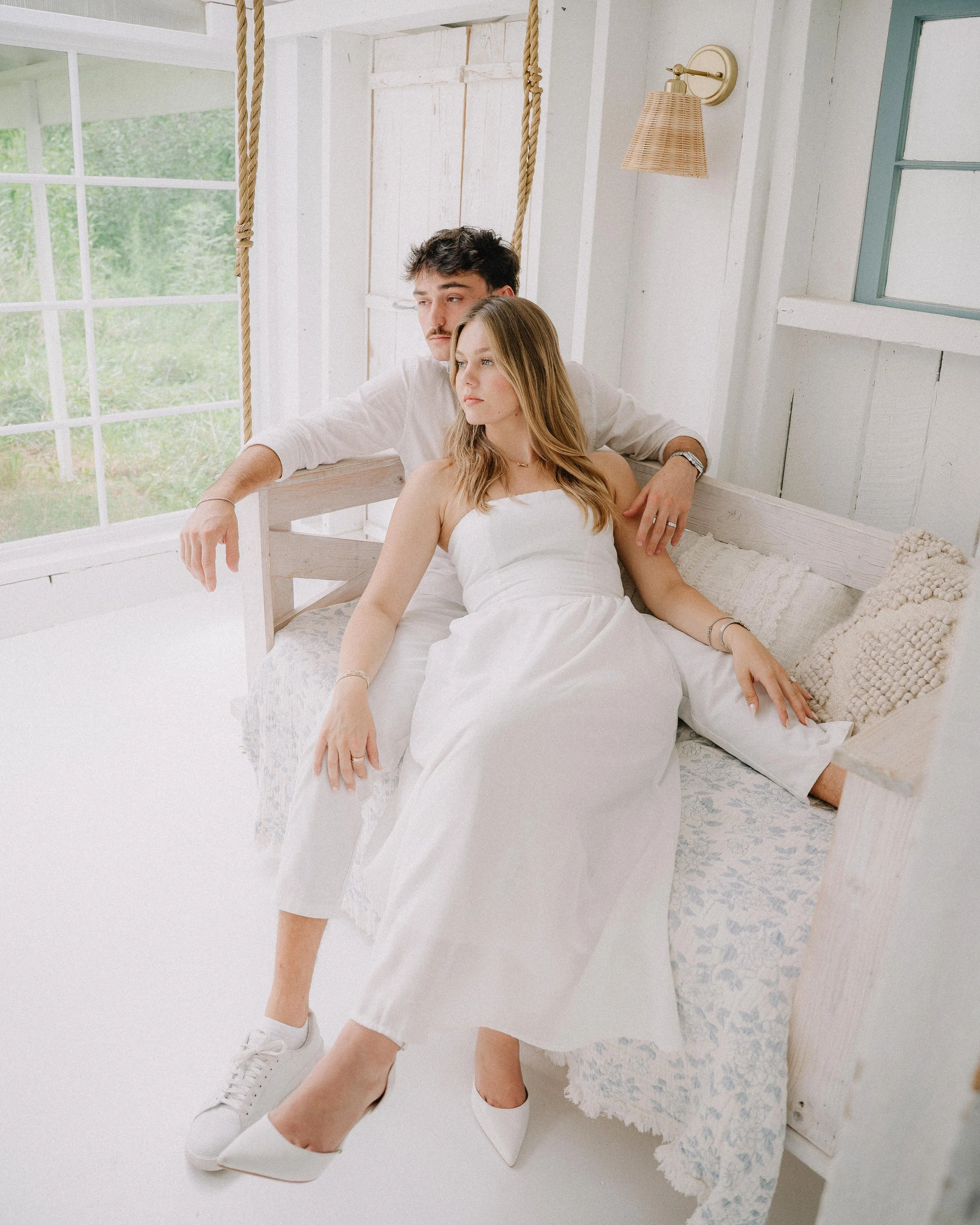 Knoxville engagement photographer capturing a couple at The Holmstead Studio