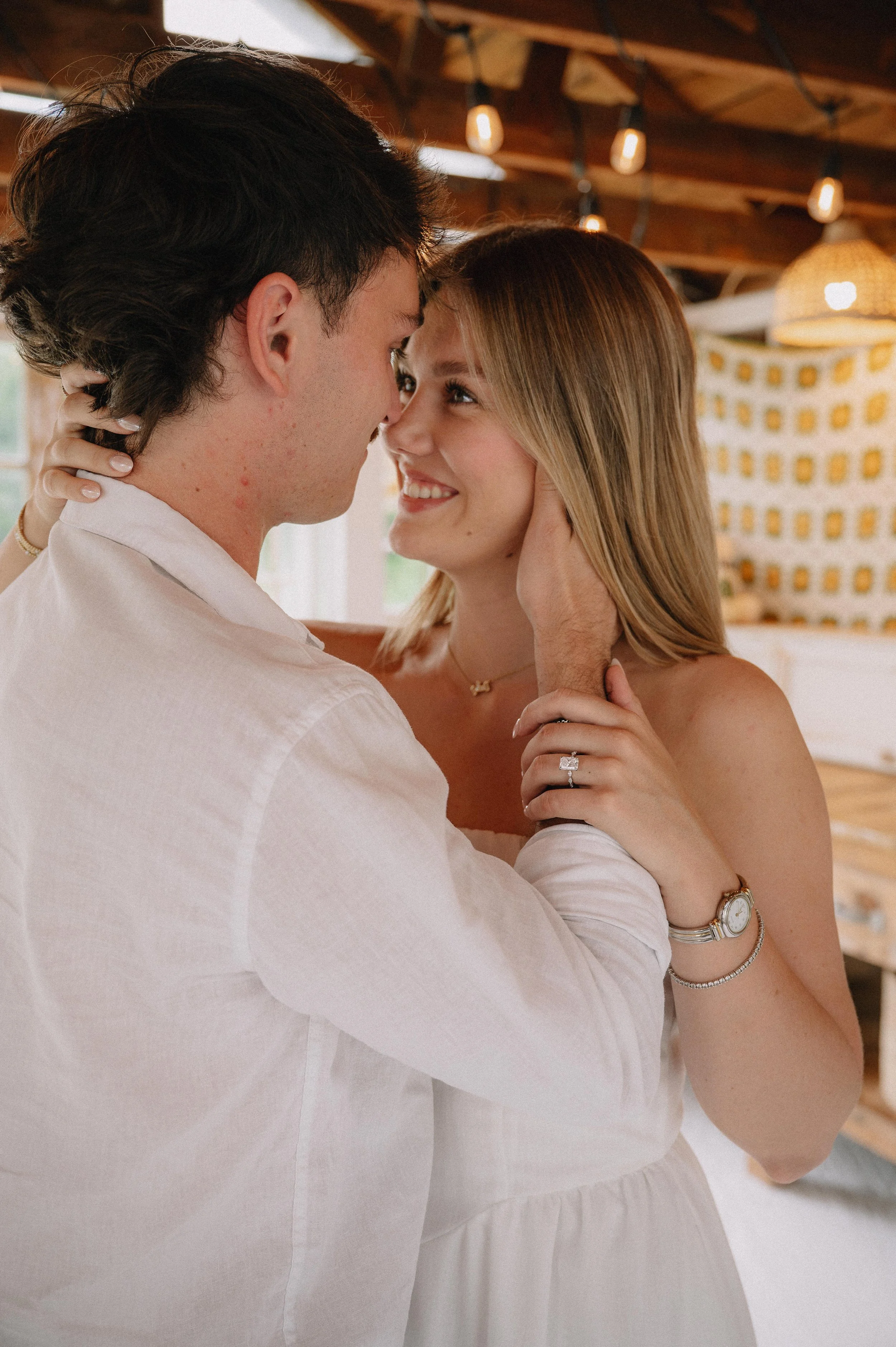 Newly engaged couple sharing a sweet moment during their Knoxville engagement session