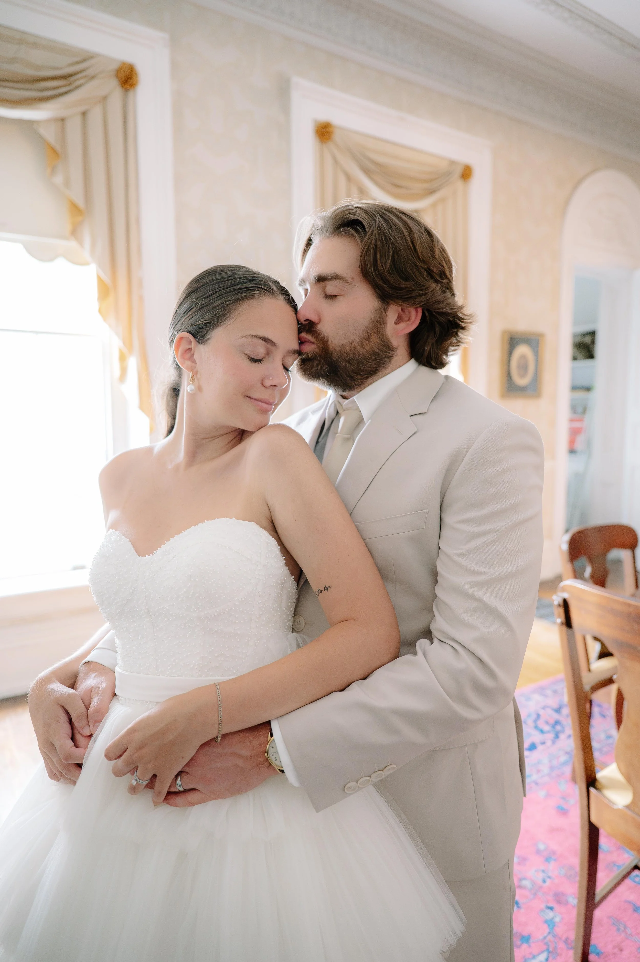 Romantic bridal portrait indoor the Bleak House in Knoxville TN with historic architecture