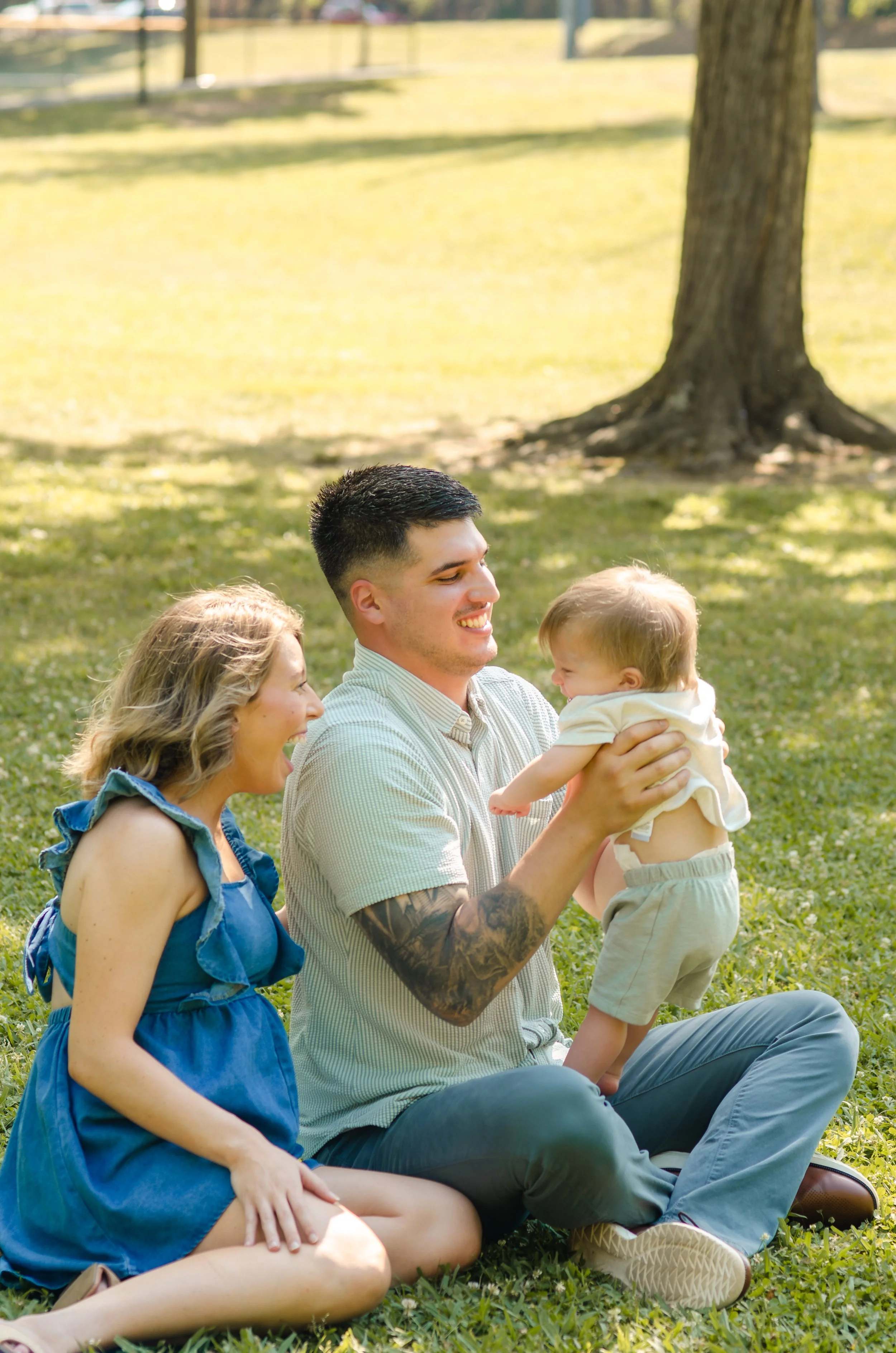 Soft and airy family photos in Maryville park with genuine, unposed connection