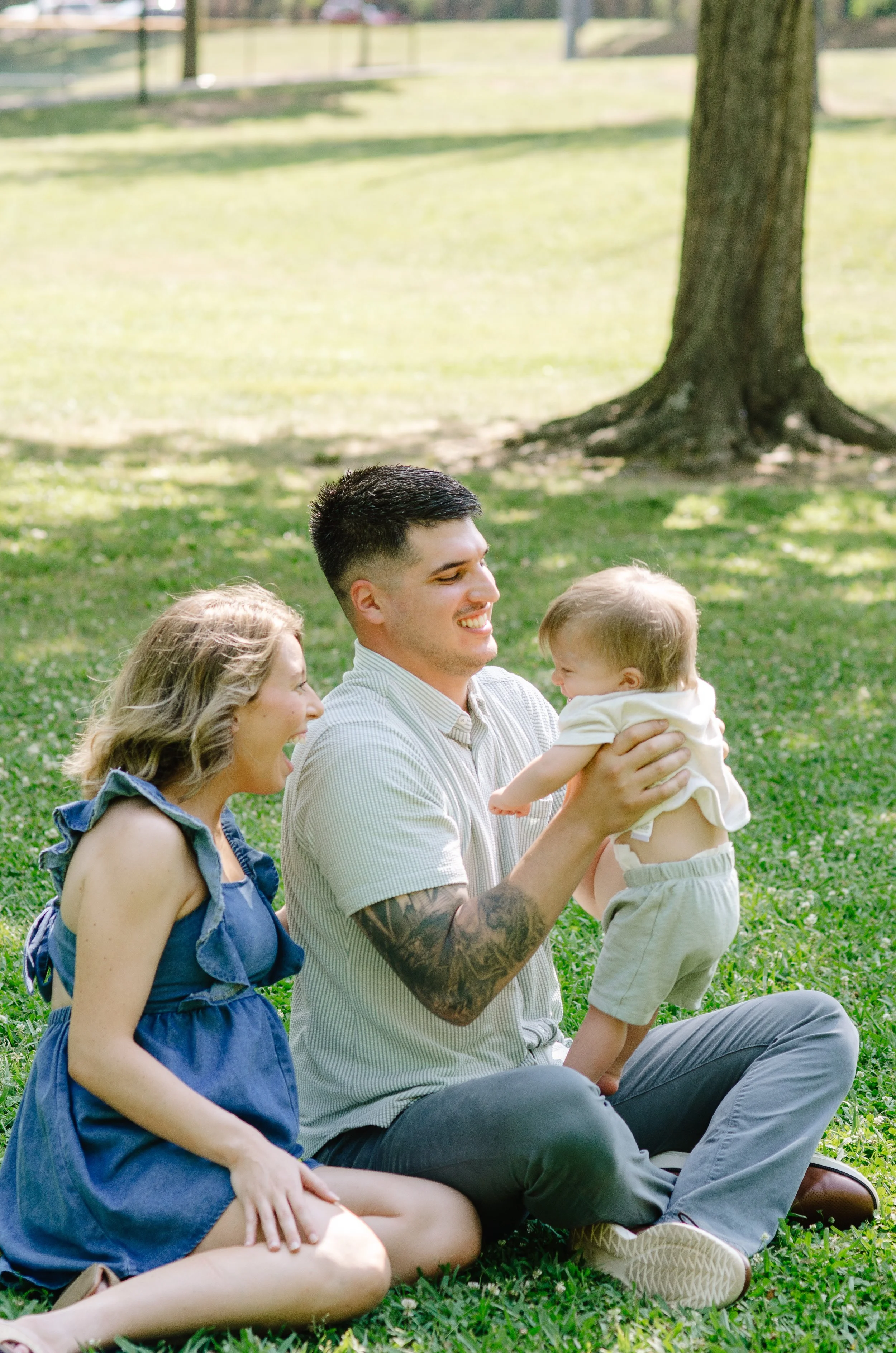 Soft and airy family photos in Maryville park with genuine, unposed connection