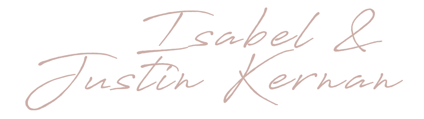 Elegant handwritten signature of Isabel and Justin Kernan.