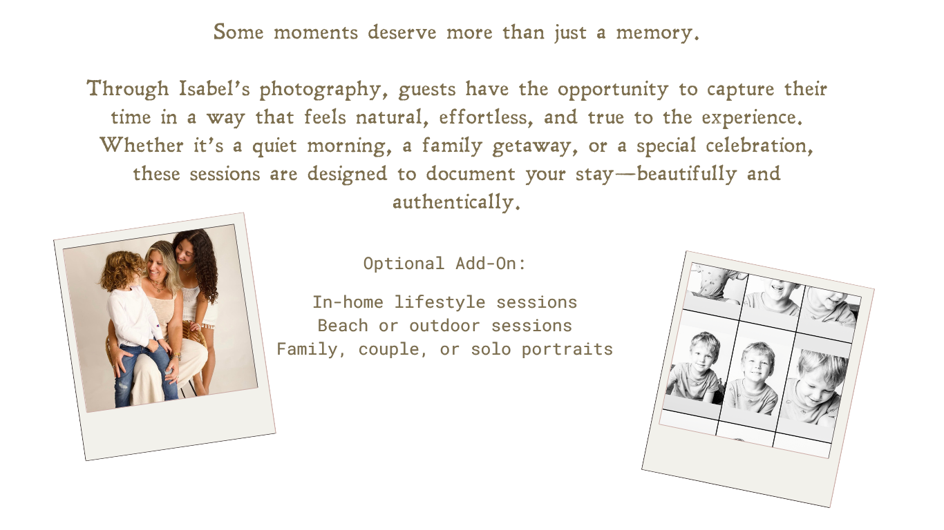 Photos of children and a woman in a family photo session, with an overlay of text about family photography options and sessions for families with children.