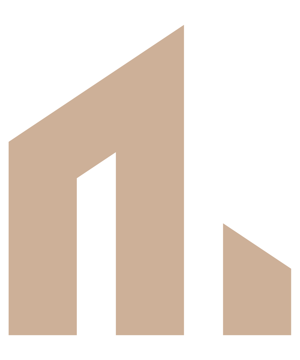 Bar chart with two brown bars showing increasing and then decreasing values.