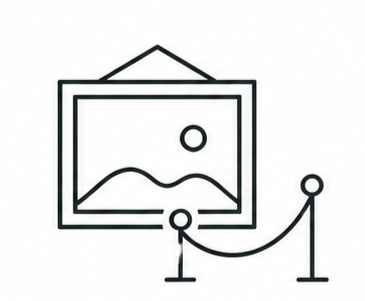 Geometric drawing of an outline square with sections divided by vertical, horizontal, and diagonal lines.