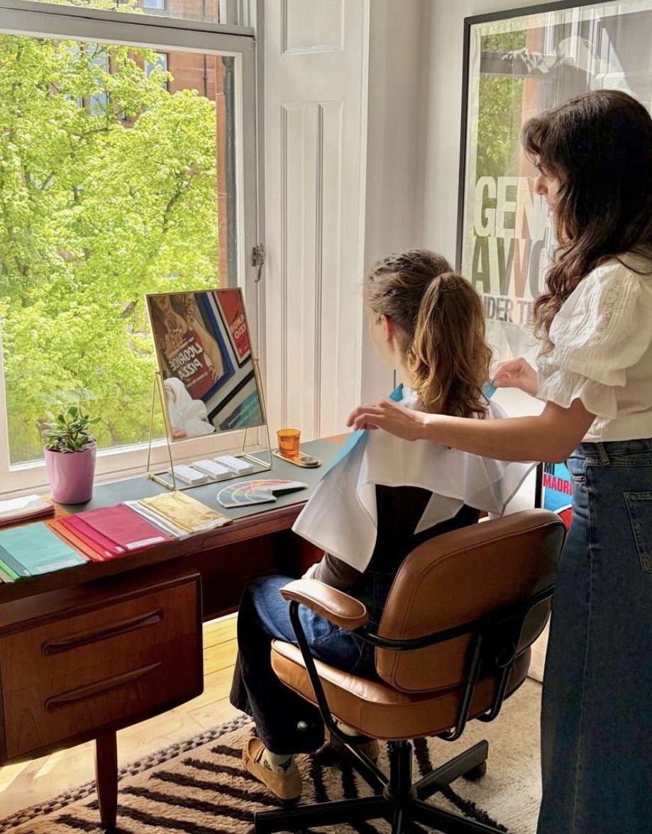 Personal colour analysis consultation with fabric draping in natural light