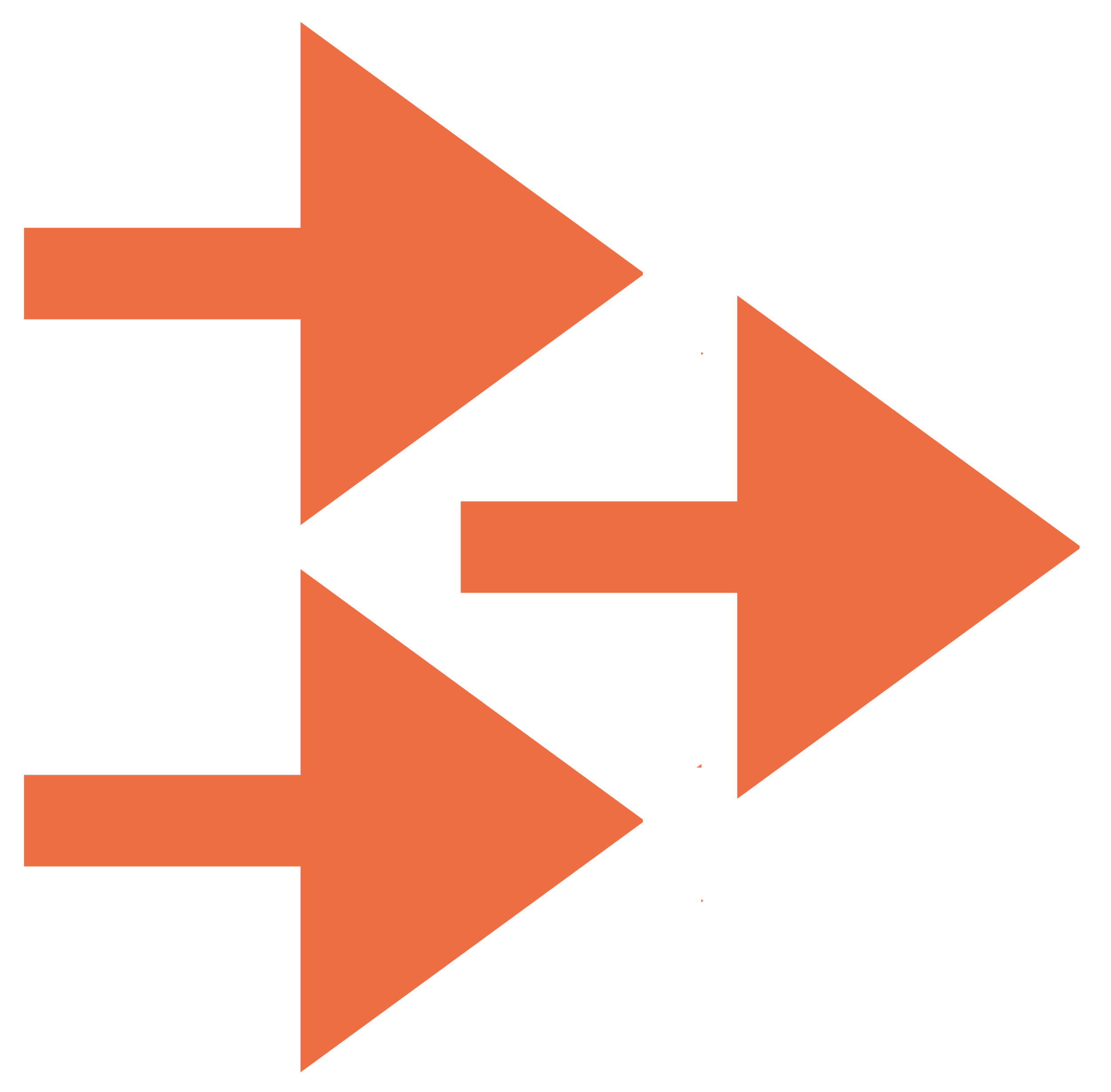 An orange 3D arrow pointing to the right overlaid on black background.