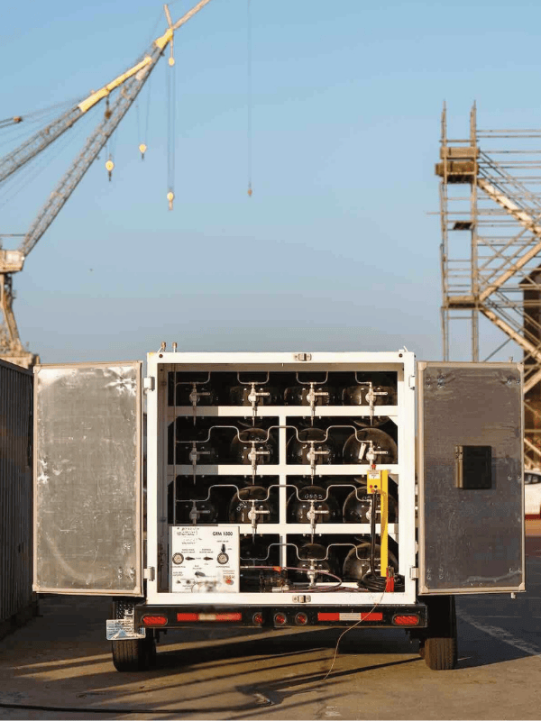 Hydrogen fuel truck for hydrogen-powered ferry vessel