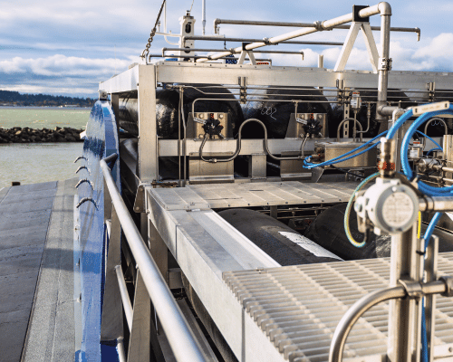 Hydrogen fuel tanks onboard the Sea Change